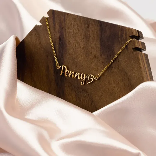 Personalized Dog Mom Paw Print Chain Necklace: Custom Pet Name Jewelry, Pet Lover Gift