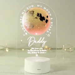Personalised Sun Moon and Stars LED Night Light, Colour Changing Engraved Text LED Light thumbnail 4