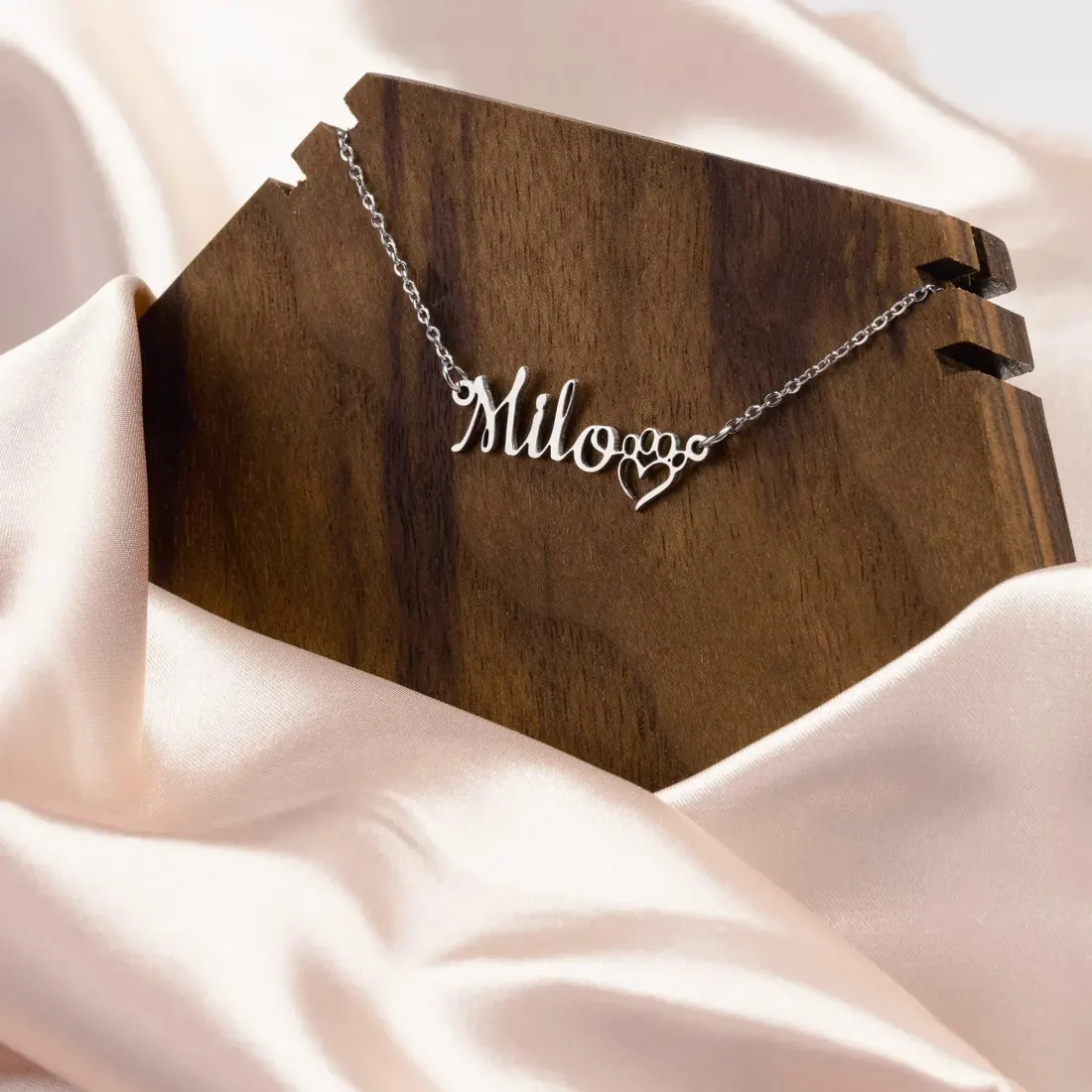 Personalized Dog Mom Paw Print Chain Necklace: Custom Pet Name Jewelry, Pet Lover Gift — photo 5