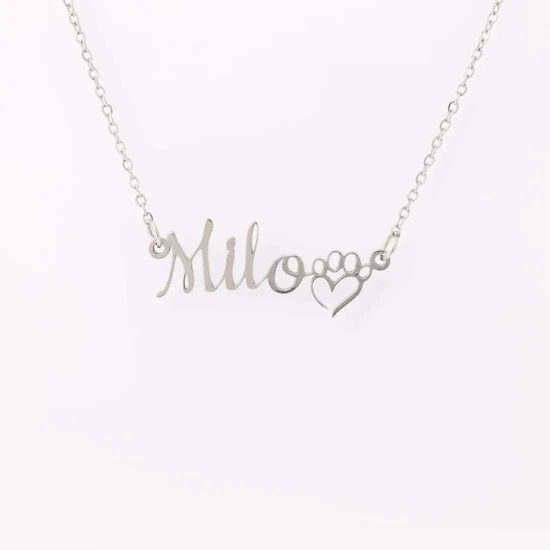 Personalized Dog Mom Paw Print Chain Necklace: Custom Pet Name Jewelry, Pet Lover Gift — photo 6