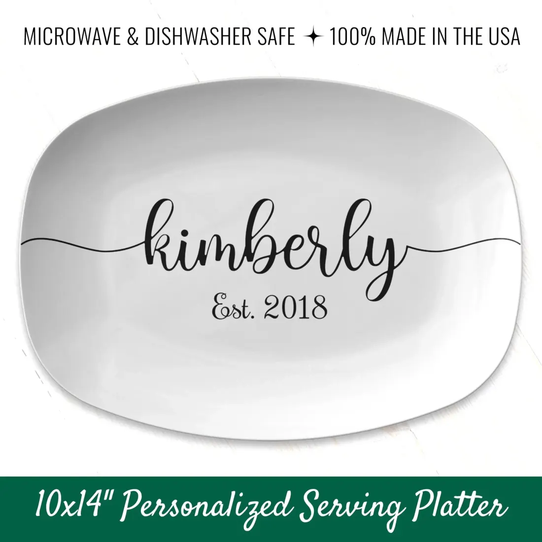 Custom Name and Date Serving Platter: Personalized Wedding Gift, Unique Anniversary Plate