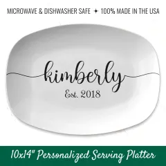Custom Name and Date Serving Platter: Personalized Wedding Gift, Unique Anniversary Plate thumbnail 1