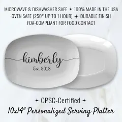 Custom Name and Date Serving Platter: Personalized Wedding Gift, Unique Anniversary Plate thumbnail 2