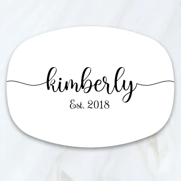Custom Name and Date Serving Platter: Personalized Wedding Gift, Unique Anniversary Plate