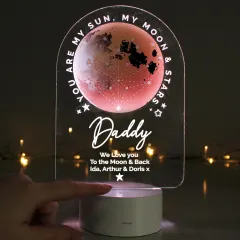 Personalised Sun Moon and Stars LED Night Light, Colour Changing Engraved Text LED Light thumbnail 5