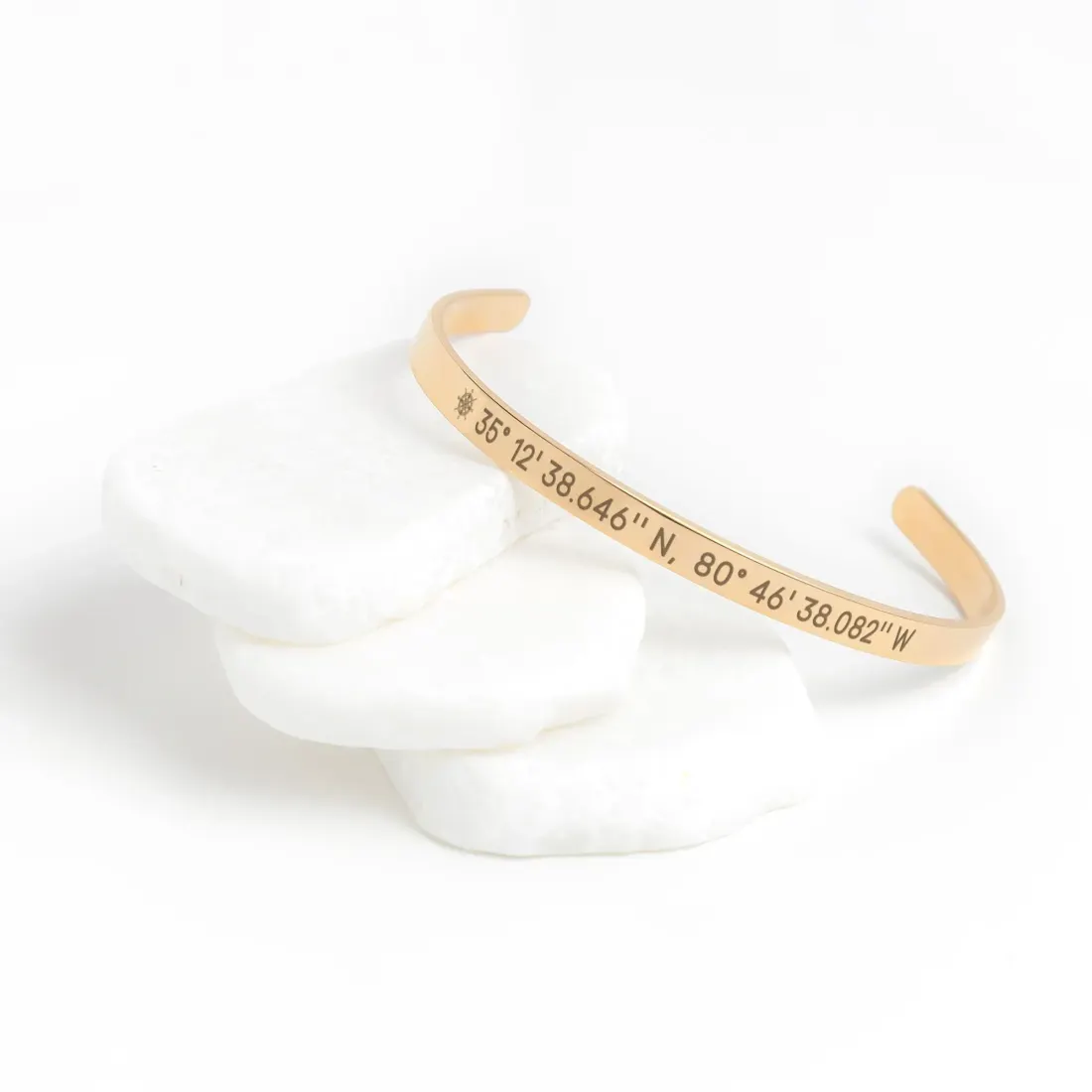 Custom GPS Coordinates Cuff Bracelet: Personalized Latitude Longitude Jewelry Gift
