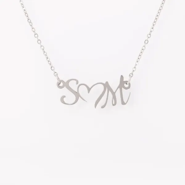 Custom Double Initial Heart Necklace in Gold, Rose Gold or Silver