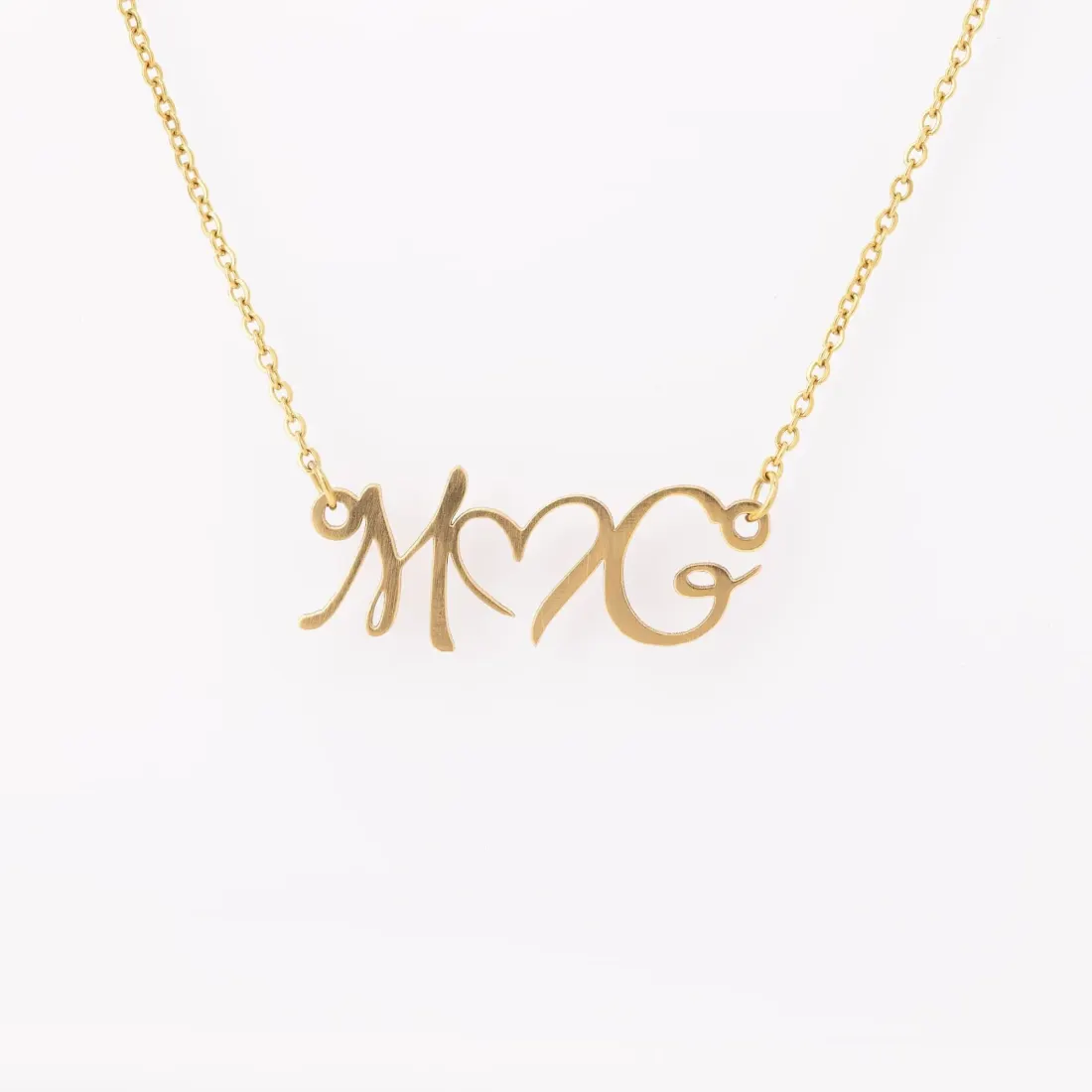 Custom Double Initial Heart Necklace: 18k Gold Personalized Name Jewelry — photo 4