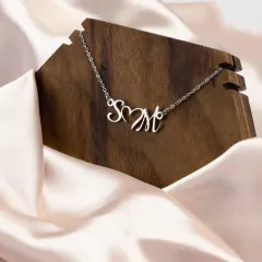 Custom Double Initial Heart Necklace: 18k Gold Personalized Name Jewelry thumbnail 5
