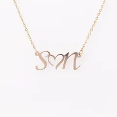 Custom Double Initial Heart Necklace: 18k Gold Personalized Name Jewelry thumbnail 6