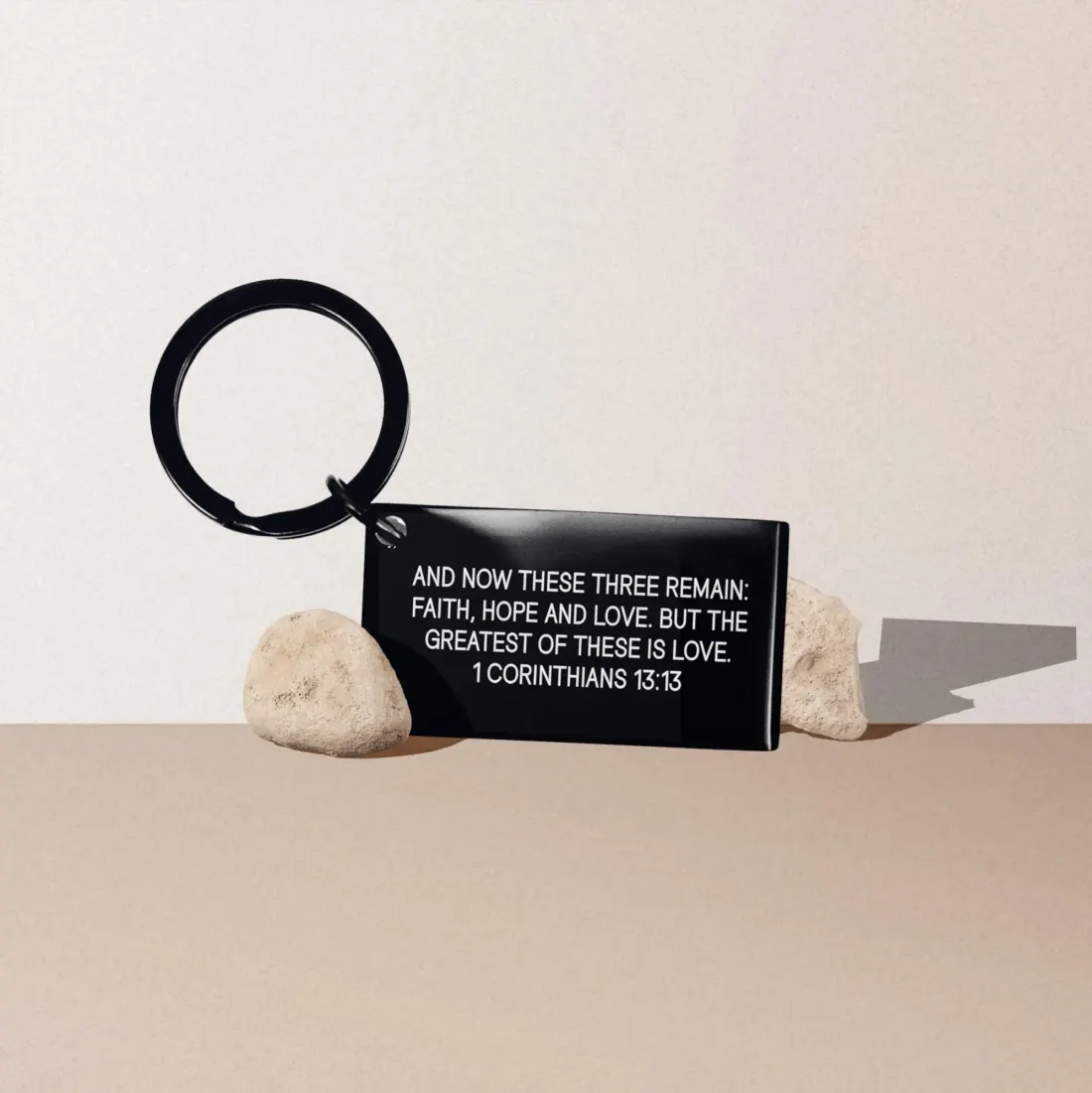 Personalized Bible Verse Black Keychain: Custom Laser Engraved Christian Quote Gift