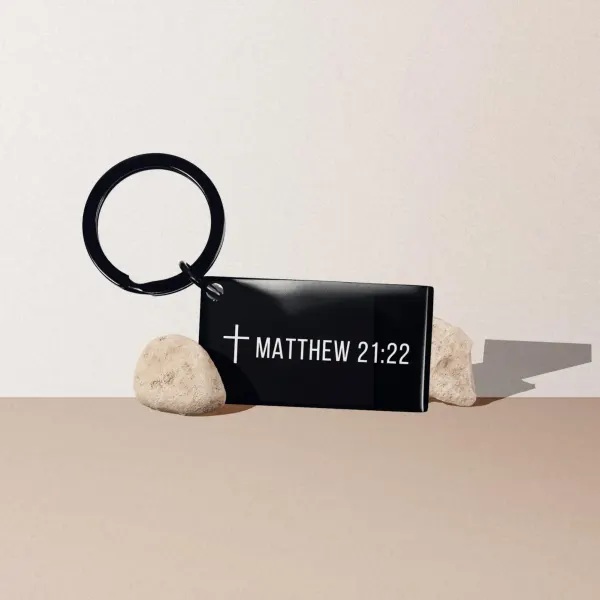 Personalized Bible Verse Keychain: Custom Laser Engraved Stainless Steel Religious Scripture Jewelry