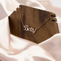 Custom 18k Gold Finish Name Necklace: Personalized Jewelry Gift, Rose Gold Finished Chain Jewellery thumbnail 1