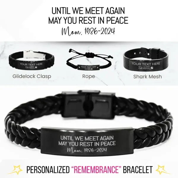 Loss of Loved One Memorial Bracelet: Custom Laser Engraved Remembrance Jewelry Gift