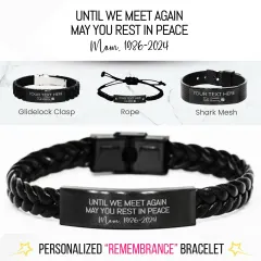 Loss of Loved One Memorial Bracelet: Custom Laser Engraved Remembrance Jewelry Gift thumbnail 1