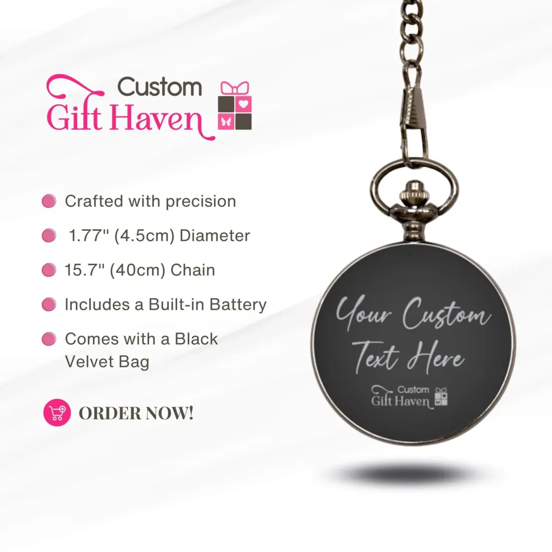 Baptized in Christ Engraved Baptism Pocket Watch: Personalized Name Date Cross Gift — photo 2