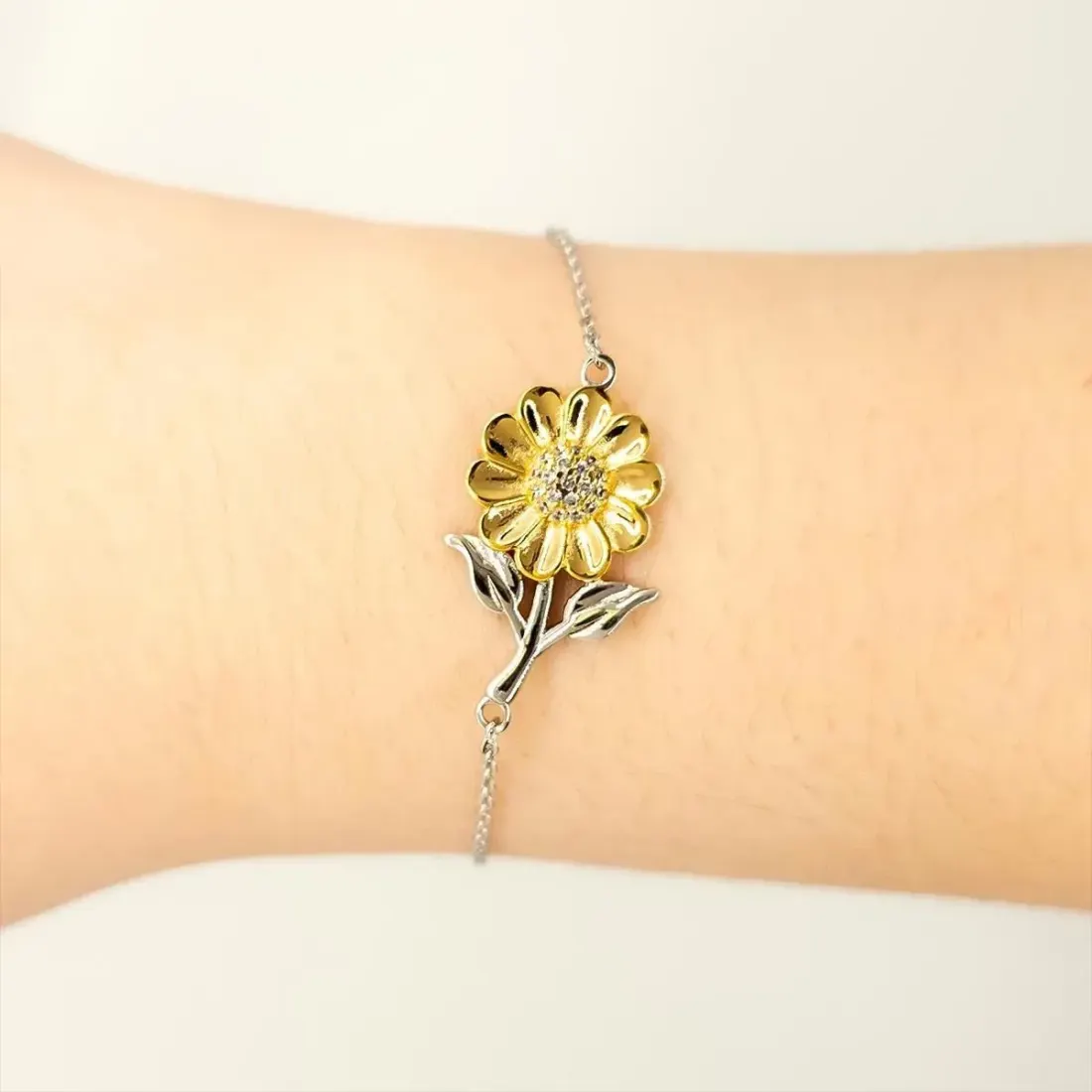 Sunflower Charm Bracelet for Women: Dainty Flower Meaningful Friendship Jewelry Gift