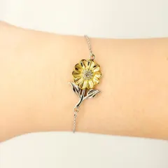 Sunflower Charm Bracelet for Women: Dainty Flower Meaningful Friendship Jewelry Gift thumbnail 1