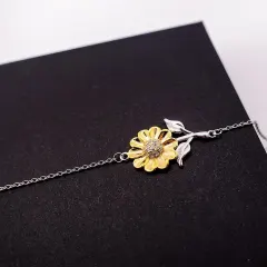 Sunflower Charm Bracelet for Women: Dainty Flower Meaningful Friendship Jewelry Gift thumbnail 2