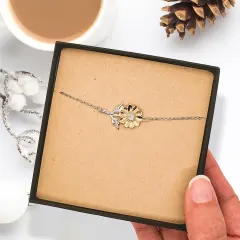 Sunflower Charm Bracelet for Women: Dainty Flower Meaningful Friendship Jewelry Gift thumbnail 3