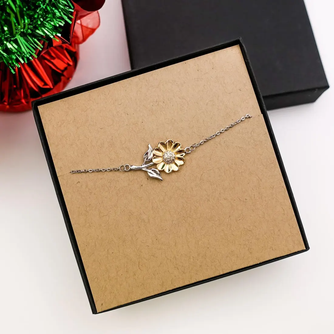 Sunflower Charm Bracelet for Women: Dainty Flower Meaningful Friendship Jewelry Gift — photo 5