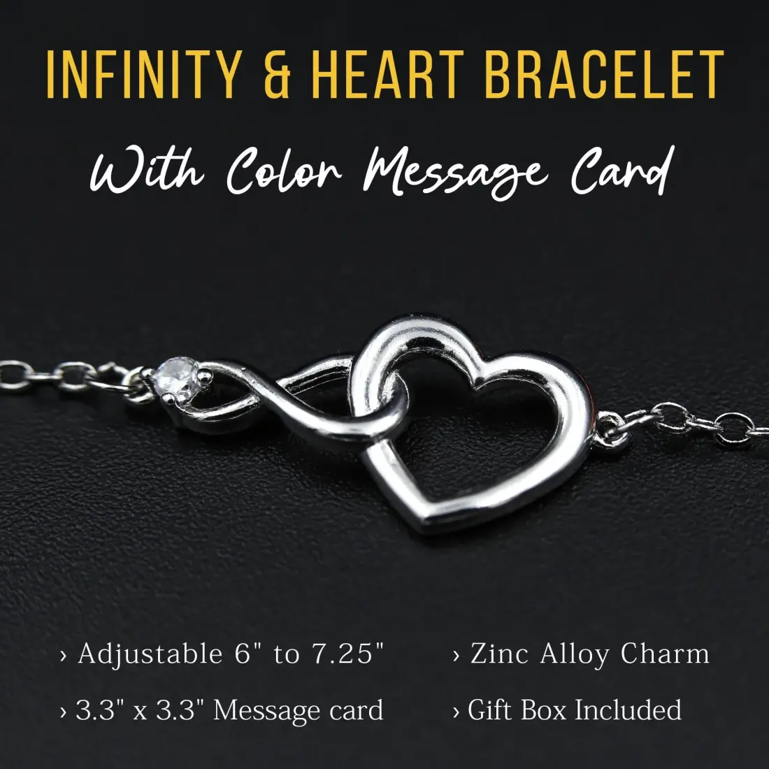 Infinity Heart Silver Bracelet: Love Gift for Mom, Sister, Wife