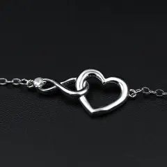 Infinity Heart Silver Bracelet: Love Gift for Mom, Sister, Wife thumbnail 2