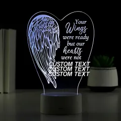 Personalised Angel Wings Memorial Light, Custom Engraved Text Gifts, Colour Changing LED thumbnail 2