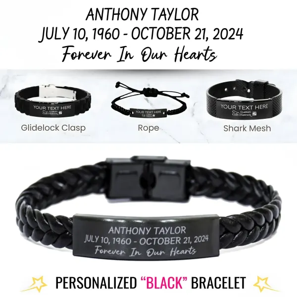 Forever In Our Hearts Engraved Memorial Bracelet: Custom Remembrance Gifts Loss of Dad