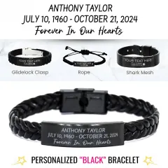 Forever In Our Hearts Engraved Memorial Bracelet: Custom Remembrance Gifts Loss of Dad thumbnail 1