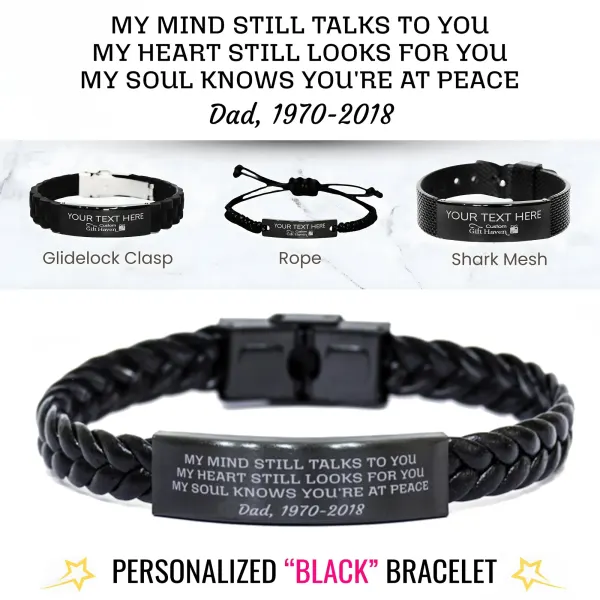 Custom Engraved Memorial Bracelet: Sympathy Gifts for Loss of Dad Mom Brother Sister