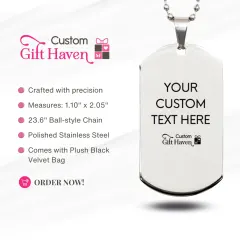 Personalized Dog Tag Necklace: Washed By the Water Engraved Custom Name Date Pendant thumbnail 3