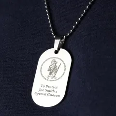 Personalised Stainless Steel Dog Tag Necklace, Custom Engraved Memorial Keepsake thumbnail 1