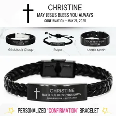 Personalized Confirmation Bracelet: Laser Engraved Christian Faith Jewelry, Custom Name Date Gift thumbnail 1