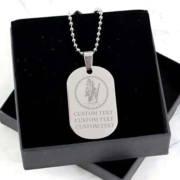 Personalised Stainless Steel Dog Tag Necklace, Custom Engraved Memorial Keepsake