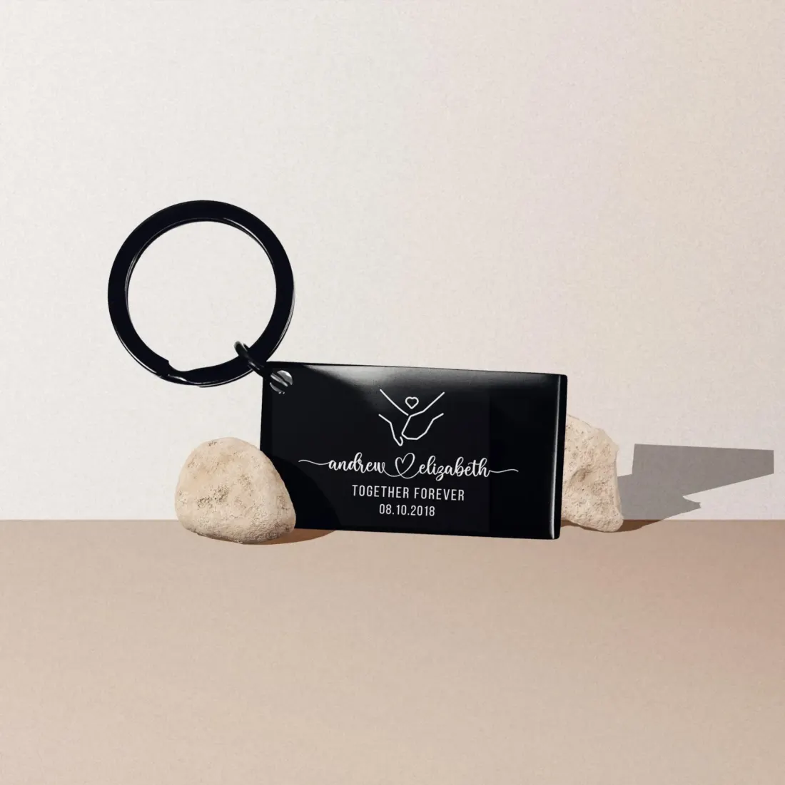 Personalized Anniversary Keychain: Engraved "Together Forever" Couple Custom Name Date Gift