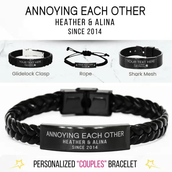 Personalized Anniversary Couple Bracelet: Humorous Love Gift, Custom Engraved Wedding Gifts