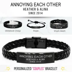 Personalized Anniversary Couple Bracelet: Humorous Love Gift, Custom Engraved Wedding Gifts thumbnail 1