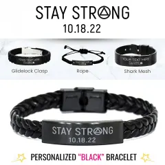 Custom Recovery Gift for Men: Personalized Stay Strong Engraved Sobriety Bracelet thumbnail 1
