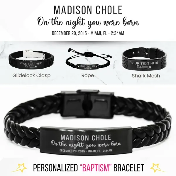 Personalized Baptism Bracelet: Custom Laser Engraved "On the Night You Were Born" Christian Faith Jewelry