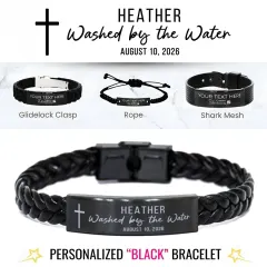 Personalized Baptism Bracelet, Washed by the Water, Engraved Christian Gift for Men thumbnail 1