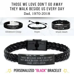 Custom Memorial Bracelet, Engraved Loss of Dad Gift thumbnail 1
