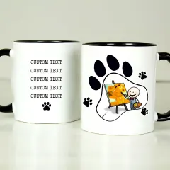 Personalised Pet Photo Mug, Black Handle Paw Print Design Mug, Custom Text Engraved Gifts thumbnail 2