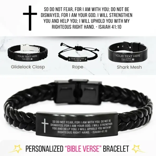 Personalized Bible Verse Bracelet, Custom Engraved Christian Scripture Jewelry, Inspirational Faith Gift for Men and Women