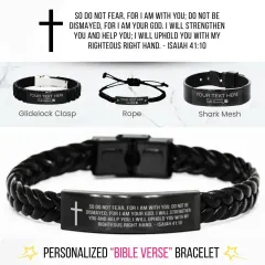 Personalized Bible Verse Bracelet, Custom Engraved Christian Scripture Jewelry, Inspirational Faith Gift for Men and Women thumbnail 1