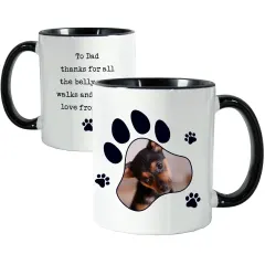 Personalised Pet Photo Mug, Black Handle Paw Print Design Mug, Custom Text Engraved Gifts thumbnail 6