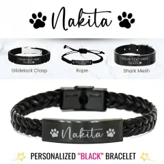 Personalized Pet Memorial Bracelet, Custom Engraved Name Jewelry thumbnail 2