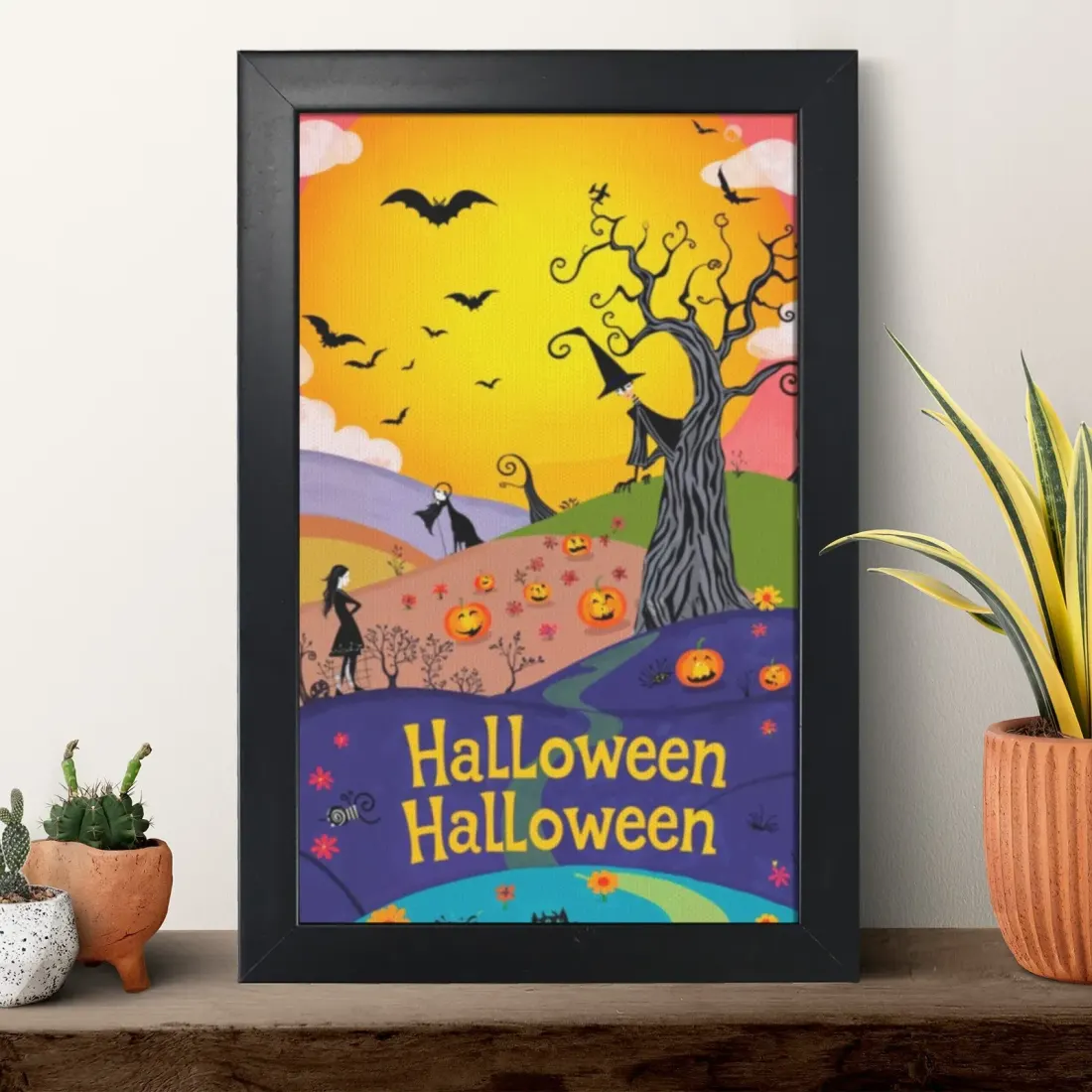 Custom Halloween Canvas Print, Framed Photo Wall Art, Kids Costume Picture, Personalized Grandparent Gift