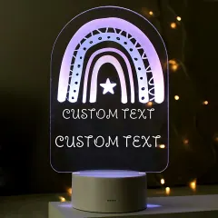 Personalised Pink Rainbow LED Night Light, Colour Changing Engraved Text Night Light thumbnail 2