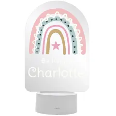 Personalised Pink Rainbow LED Night Light, Colour Changing Engraved Text Night Light thumbnail 6